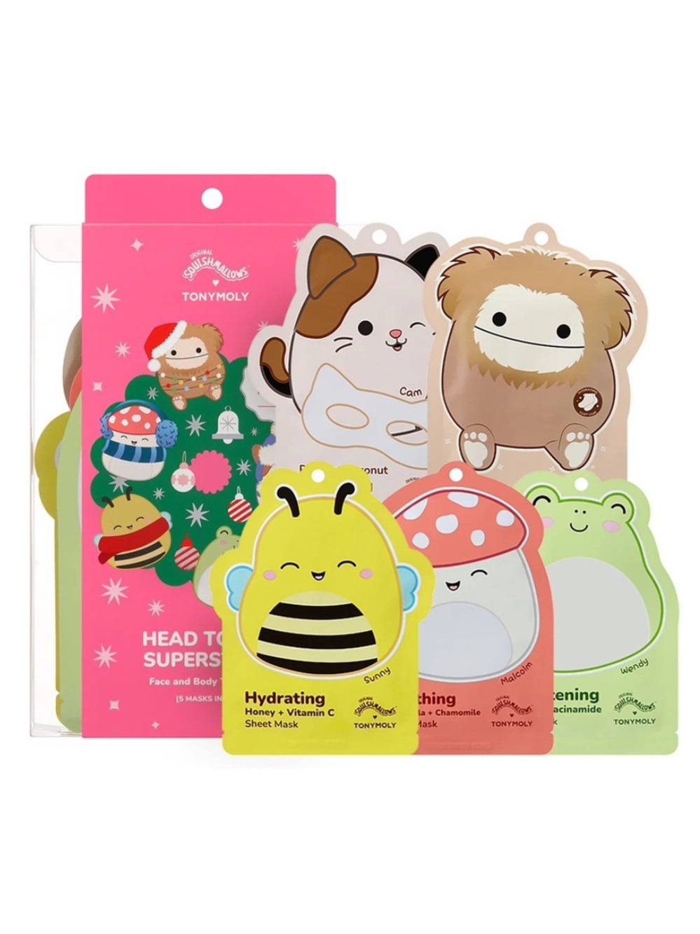 TONYMOLY x Squishmallows Head to Toe Superstars Holiday Sheet Mask 5-Piece Set